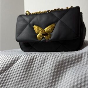 Steve Madden Black Crossbody Bag with Gold Butterfly